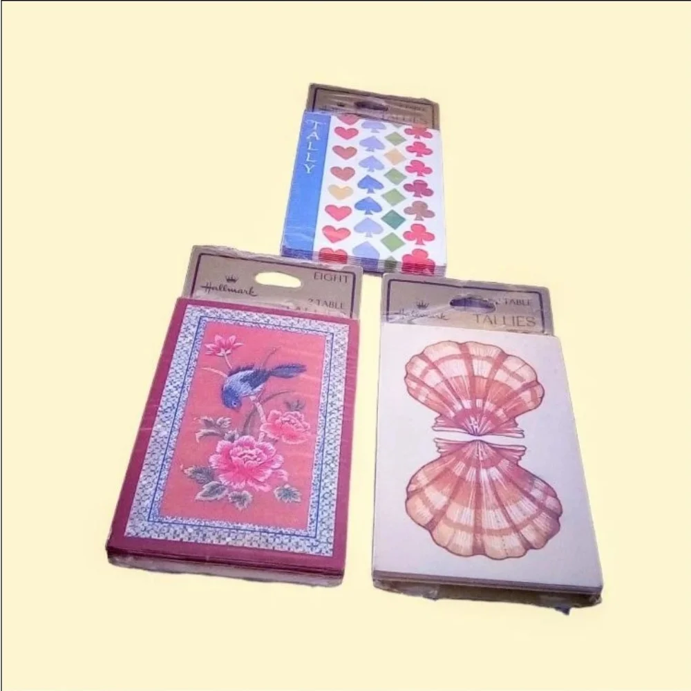 Vintage Hallmark Bridge Tally Cards Set Sealed Mid Century Floral Shell Designs